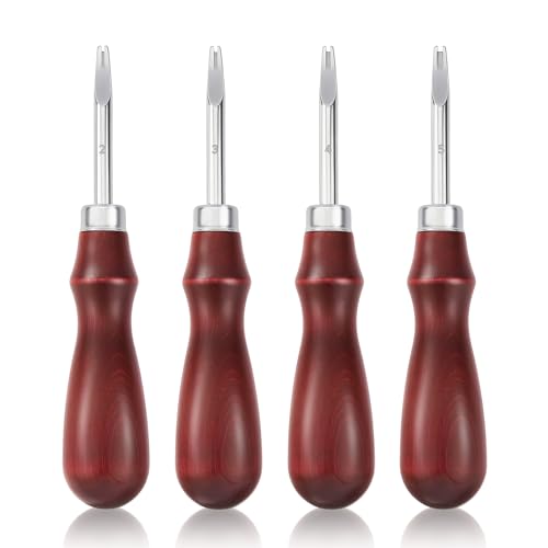 4 PCS Leather Edge Bevelers - Leather Beveler Tool for Edge Finishing and DIY Leathercraft Leather Edge Beveler Tool Gift for Leather Artisans DIY Enthusiasts (0.8mm 1mm 1.5mm 2mm)