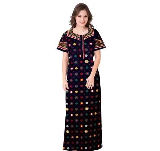 MANSAT Cotton Nighty, Nightgown, Attractive Design, Maxi, Nighty, Feeding Zipper for The Size of - (XS) Multicolour-image-1