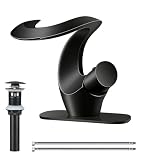 Elegant Alien Matte Black Bathroom Sink Faucet Single Hole,AUU Waterfall Black...