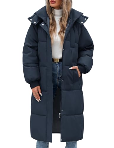 Women's Long Puffer Coat Winter Thickened Down Jackets Hooded Zip Up Parka Warm Water Resistant Outerwear