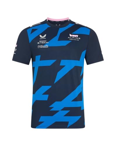 Alpine F1 Team 2025 Pierre Gasly Driver T-Shirt, Navy Blue with Blue Pattern, Short Sleeve (UK, Alpha, XXL, Regular, Regular, Navy)