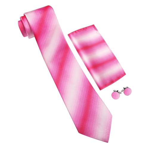 Image of Barry.Wang Plaid Ties for Men Silk Necktie Handkerchief Cuff Links Set