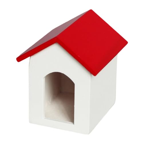 Qsvbeeqj 1/12 casa de perro en miniatura de madera refugio casa dollhouses muebles y escena de jardín decoración decoración accesorios de madera casas de muñecas accesorios