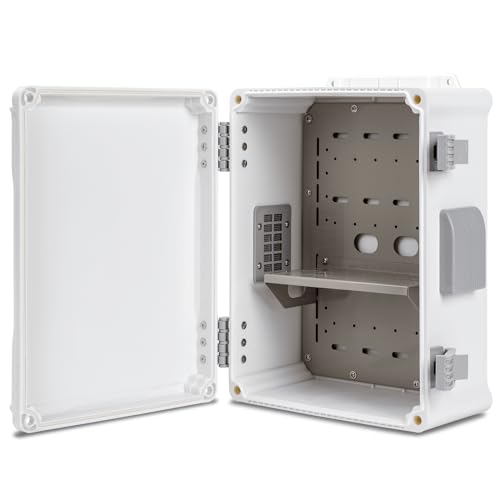 Image of Namunanee Outdoor Electrical Junction Box, ABS Water Resistant Enclosure with Internal Mounting Panel & Hinged Cover (12.6 inch H x 9.4 inch L x 5.7 inch W)