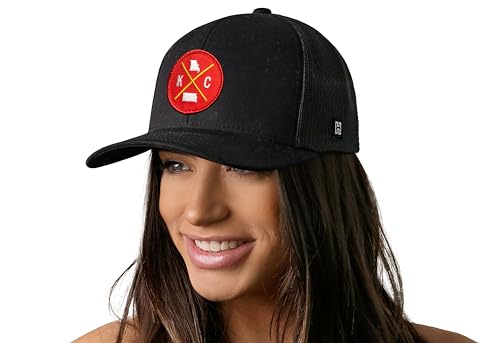 Image of HAKA State City Trucker Hat for Men & Women, Adjustable Baseball Hat, Mesh Snapback, Sturdy Outdoor Black Golf Hat