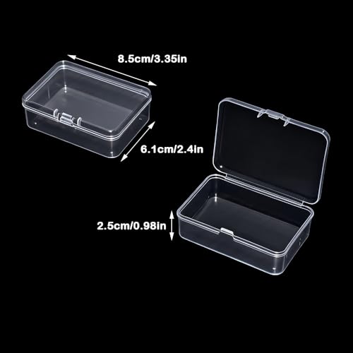 Image of 6 Pcs Mini Plastic Storage Containers Box with Lids, Clear Rectangle Organizer, Small Plastic Case for Collecting Small Items, Beads, Crafts Accessories, Screws (3.35 x 2.4 x 0.98 Inch)
