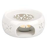 KAYCROWN Teapot Warmer, Ceramic Tea Warmer with Tealight Holder, Teapot Heater for Heating Tea, Coffee, Milk, Tea Light Warmer (White)