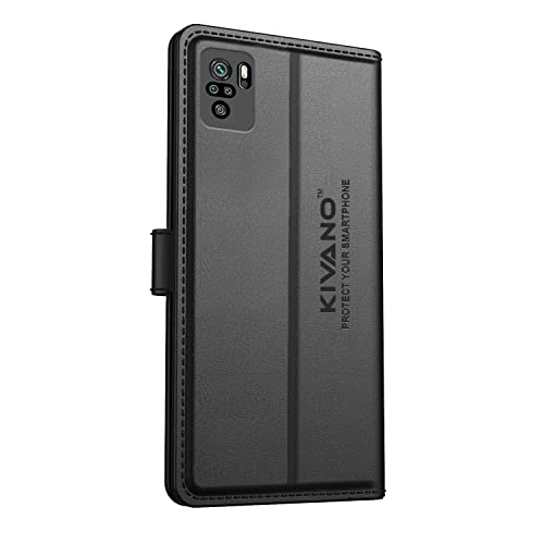 Image of KIVANO Compatible with Xiaomi Redmi Note 10 / Xiaomi Redmi Note 10s Flip Cover | Leather Finish | Inside Pockets & Inbuilt Stand | Shockproof Wallet Style Magnetic Closure Back Cover Case