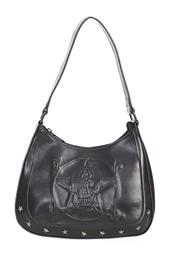 Lost Queen Gothic Women’s White Magic Shoulder Bag Embossed Pentagram Skull Purse