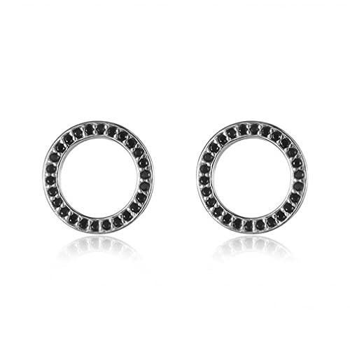 Boucles d'oreilles fines en argent et zircone noire pour le quotidien