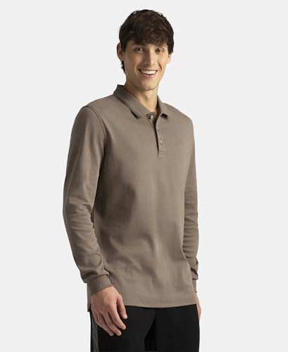 Image of Jockey 3914 Men Super Combed Cotton Rich Solid Full Sleeve Polo T-Shirt with Ribbed Cuffs