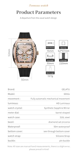 Image of OLEVS GELATU Womens Watches Luxury Automatic Dress Ladies Mechanical Watch Silicone Strap Diamond Fashion Waterproof Self Winding Female Wrist Watch