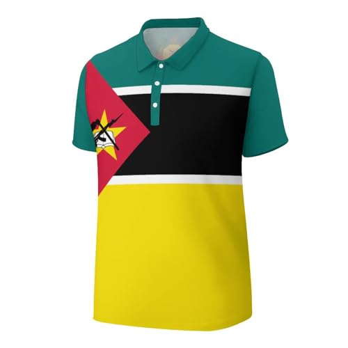 Mozambique Flag Men Polo Shirts Casual Short Sleeve Patriotic Tee Shirt3