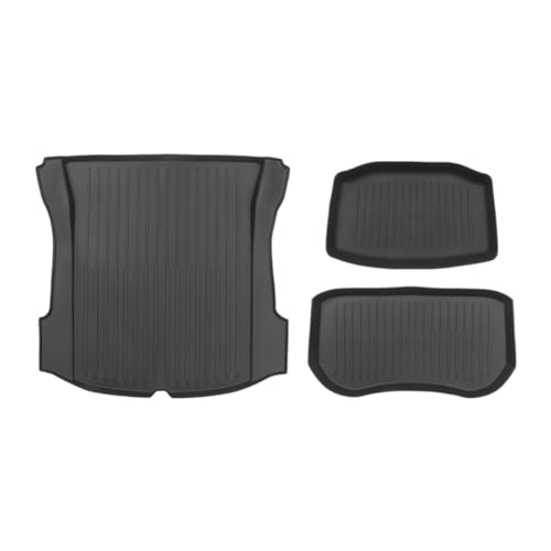 PM Auto Set of 3 TPE Trunk Mat - Rear Storage Mat - Cargo Liner for 2021-2023 Tesla Model 3 Except Highland, Essential Tesla Accessories for Model 3
