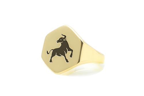 Bague Signet Taureau en Or 14k, la haute joaillerie hexagonale et astro