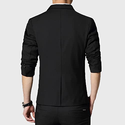 Dawwoti Blazer formal masculino slim fit clássico smoking jaqueta terno casual um botão, Preto, M
