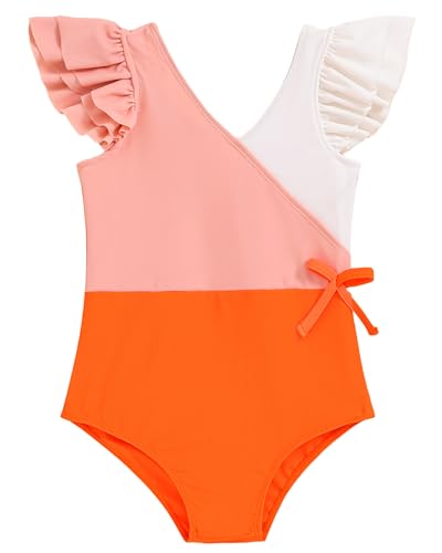 Image of Mioglrie Toddler Baby Swimsuit Girl Bathing Suit Girl 2T 3T 4T 5T 6T Girls One Piece Swimsuits Color Block Swimwear