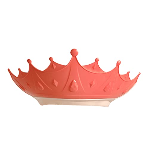 Image of Adjustable Toddler Hair Washing Shield,Baby Shower Cap for Kids,Shower Hat for Kids,Cute Crown Shape Silicone Baby Shower Visor Shampoo Cap for Eye and Ear Protection (red)