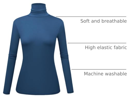 Image of Women's Long Sleeve Turtleneck Shirts Slim Fitted Lightweight Base Layer Casual Tops