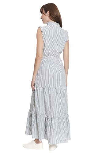 Image of London Times Women's Women's Sleeveless Maxi Dress - Ruffle V-Neck, Tiered Skirt, Casual Dresses for Women