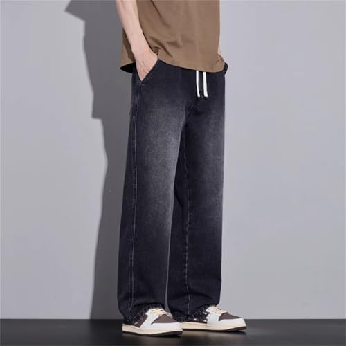 Men's Fashion Wide-Leg Baggy Jeans Vintage High Waist Straight Washed Denim with Pockets3