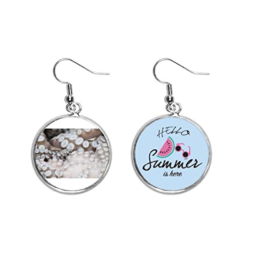 Pendientes de calamar y tentáculos marinos con sandía para el lóbulo en verano