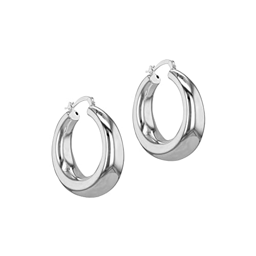 Boucles d'oreilles créoles argent sterling 32mm femme bijoux classiques grand diamètre