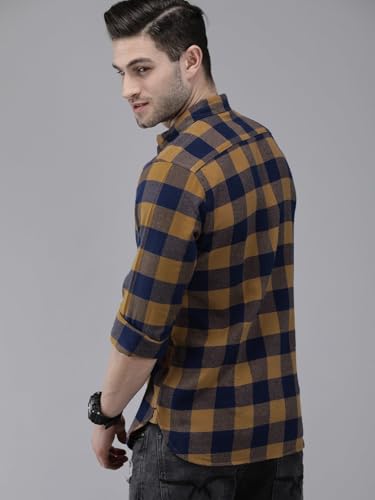 Image of The Bear House Men Cotton Checkered Slim Fit Shirt
