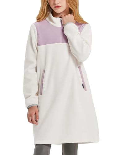baleaf Girls Fleece Dress Thermal Pullover Long Polar Tunic Sweatshirt Quarter Zip Winter Outfits Pocket