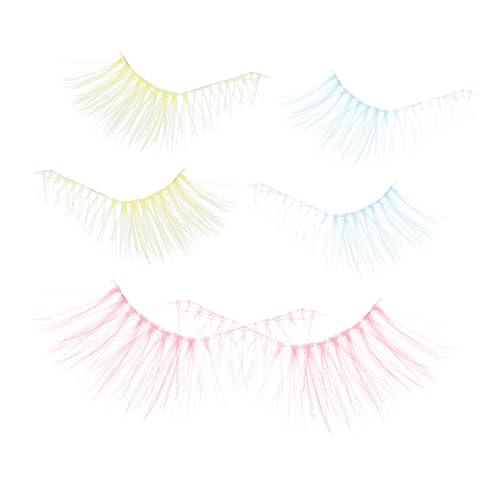 PACKOVE Paquete De 3 Pares De Pestañas Postizas De Colores Pestañas Postizas Verdes Pestañas Postizas De Manga Con Lentejuelas Pestañas Postizas Exageradas Pestañas De Beso De Nailon