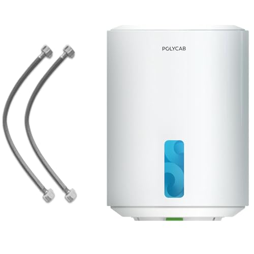POLYCAB Emerald Plus 5-Star 15 Litre Water Heater (Geyser) | Free Connecting Pipe | 5-Year Tank Warranty| Faster Heating, For High Rise BuildingShock Resistant (White)