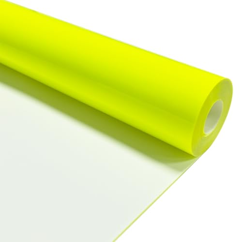 Image of Neon Yellow Heat Transfer Vinyl HTV Roll 12 inch x 15ft. | Easy to Cut, Weed & Transfer, Iron On Vinyl for Cricut, Silhouette Cameo & Other Craft Cutter Cutting Machine