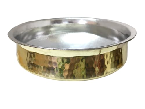 Image of biryani handi,Brass Lagan 5L, Tin Coated 100% Pure Brass Degchi for Cooking Biryani Handi peetal Utensils for Kitchen Cookware for Hyderabadi Dum Biryani, Ideal for Rice, Veg, and Non-Veg Dishes