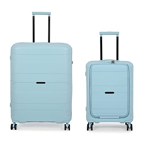 Image of it luggage Momentous Sky Blue Set of 2-28 & 20 inches Cabin with Padded Laptop Section Large-Expandable Polypropylene Hardsided with TSA Lock 8 Wheel Trolley Bag