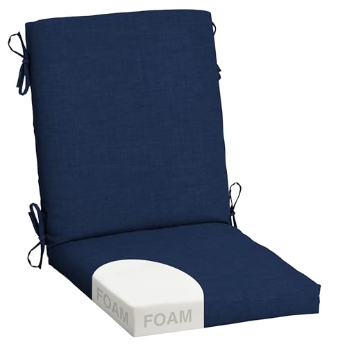 Image of Arden Foam Patio Dining Outdoor Chair Cushions, 20 x 44, Premium High-Density Foam, Never Flattens, Weather-Proof for Outdoor Chairs, Sapphire Blue Leala