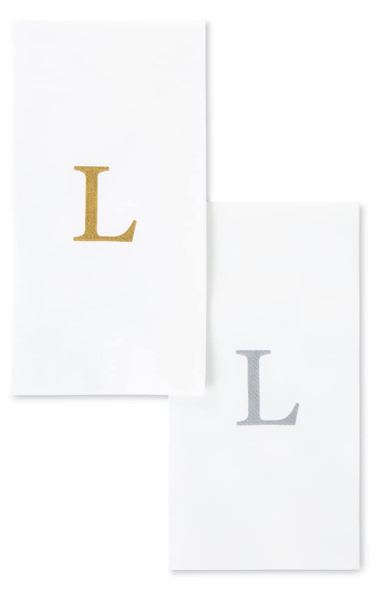 AMERICAN HOMESTEAD Disposable Hand Towels - Gold Monogrammed Guest Napkins - Linen-Like Bathroom Paper Towels for Guests - Perfect Wedding and Party