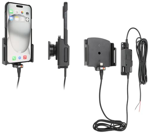 Brodit Gerätehalter 727377 | Made IN Sweden | mit Ladefunktion für Smartphones - Apple iPhone 15 Plus, iPhone 15 Pro Max