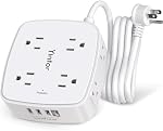 USB Corde d'extension de la barre d'alimentation - Yintar 6Ft Strip de puissance de protecteur de surpression avec 8 Sorties et 4 USB Ports(3U1C), 3 Extendeur de sortie latéral pour la maison, bureau, Dorm Essentials, ETL Inscrit, blanc