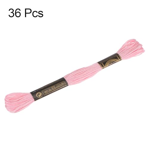 Image of HARFINGTON 3pcs 12 Skeins Embroidery Floss 8.75yds(8m) Egyptian Long-Staple Cotton Cross Stitch Thread for Sewing DIY Bracelet Yarn String and Crafts, Cotton Candy(6151)