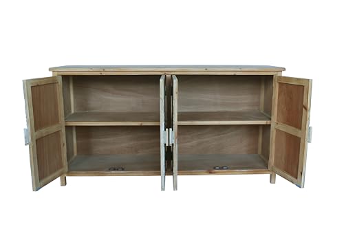 Image of DAPHOHAVEN Carved Wood Sideboard Cabinet - Entry Way Accent Cabinet with Doors, Side Buffet & Storage for Living Room