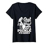 donna i've got a pickle to serve - pickleball player dink maglietta con collo a v