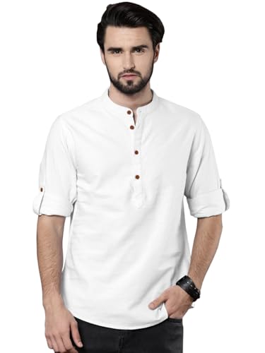 Chemise Kurta pour homme col chinois coupe droite manches longues vêtement de fête