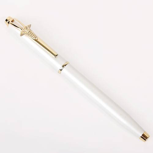 Image of 20784 Luxury Roller Ball Pen White Metal Body With Golden Doctor Logo Clip & Trim, Gift Set for Men & Women, Executives with High End Gift Box.