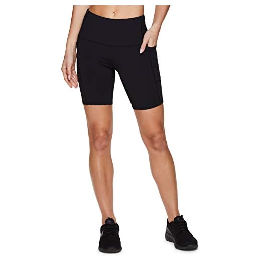 RBX Women's Yoga Biker Short Running Bike Short with Pockets Black Solid 7-Inch M