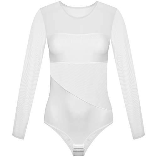 Evoni Damen Body weiß L Langarmbody mit Cutouts Cover