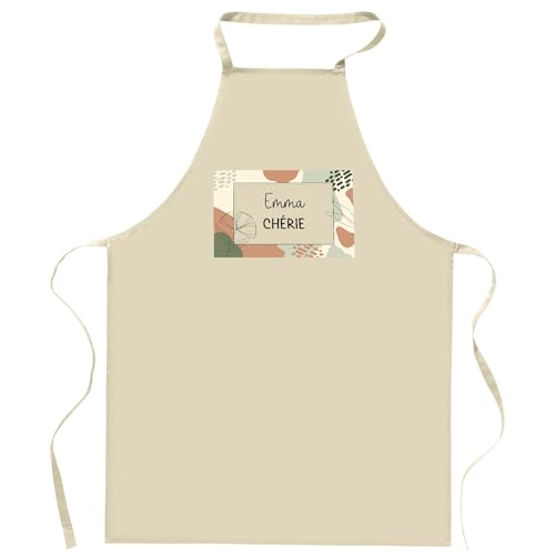 Tablier cuisine coton beige Planetee avec motif graphique pour protection patisserie