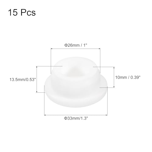 Image of MECCANIXITY 15pcs T-Shaped Silicone Plugs 26mm 1 Inch Dia Snap in Plug Hole Seal Cover Round Rubber Stopper for Kitchen Rubber Bulkheads Waterproof Sealing Plugs White