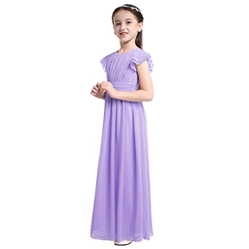 Big Girls Chiffon Ruffled Junior Long Bridesmaid Dress Princess Pageant Wedding Prom Birthday Party Maxi Gown2