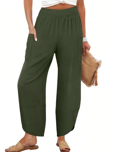 Image of ANRABESS Womens Wide Leg Palazzo Capri Barrel Pants