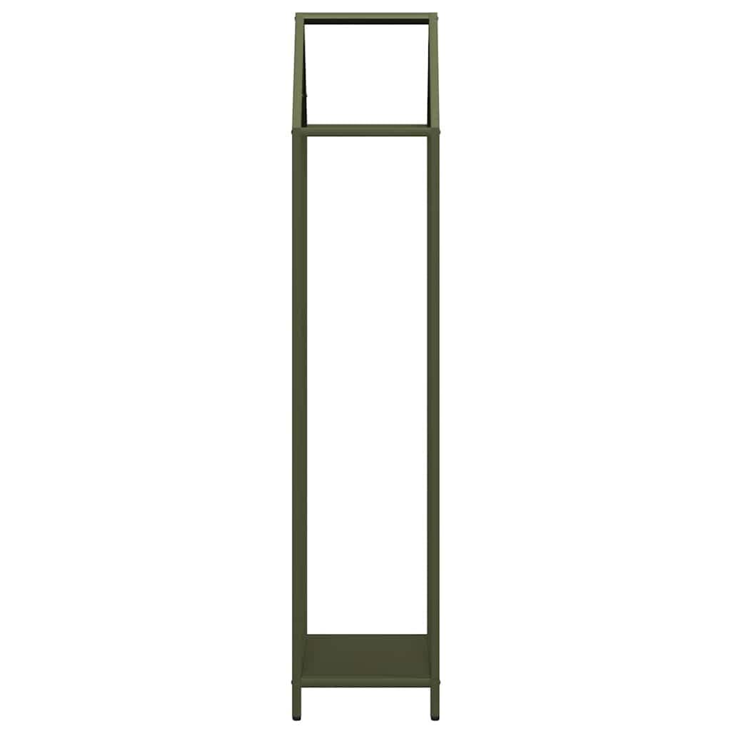 Brokky 864302 Rastrelliera per Legna da Ardere Verde Oliva 40x25x120 cm Legnaia da Esterno in Metallo, Ripiano per Legna da Ardere, Portalegna